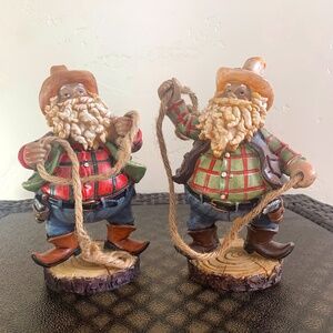 Tii Collections Resin Western Cowboy Santa Figurines Home Decor Set of 2